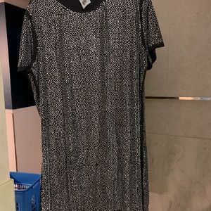 Black Rhinestone Tee Dress